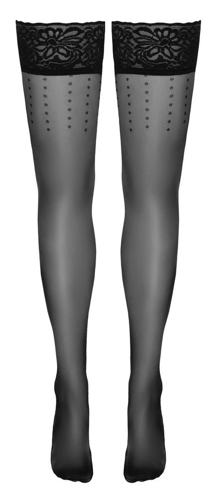 Cottelli LEGWEAR - Seksowne Czarne Pończochy Z Kropeczkami I Koronką 3 Cottelli LEGWEAR - Seksowne Czarne Pończochy Z Kropeczkami I Koronką 3