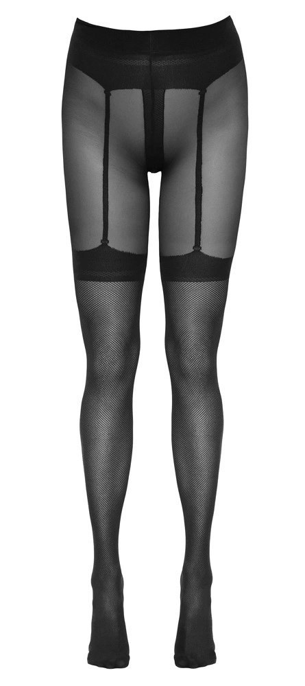 Cottelli LEGWEAR - Seksowne Czarne Rajstopy Z Wzorem Pończoch Otwarty Krok 3 Cottelli LEGWEAR - Seksowne Czarne Rajstopy Z Wzorem Pończoch Otwarty Krok 3