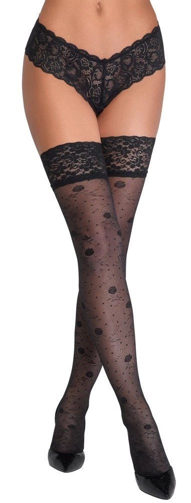 Cottelli LEGWEAR - Seksowne Pończochy Z Koronką I Kwiatowymi Wzorami 1 Cottelli LEGWEAR - Seksowne Pończochy Z Koronką I Kwiatowymi Wzorami 1