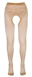 Cottelli Legwear rajstopy bez krocza beżowe z czarnym szwem 20 den