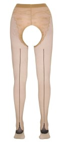 Cottelli Legwear rajstopy bez krocza beżowe z czarnym szwem 20 den