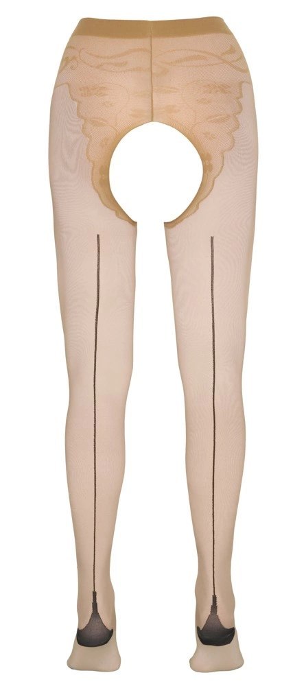 Cottelli Legwear rajstopy bez krocza beżowe z czarnym szwem 20 den Cottelli Legwear rajstopy bez krocza beżowe z czarnym szwem 20 den
