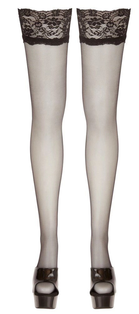 Cottelli LEGWEAR - Czarne Klasyczne Pończochy Z Wysoką Koronką 2 Cottelli LEGWEAR - Czarne Klasyczne Pończochy Z Wysoką Koronką 2