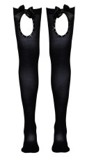 Cottelli Legwear Pończochy XL czarne z kokardą i kryształową ozdobą