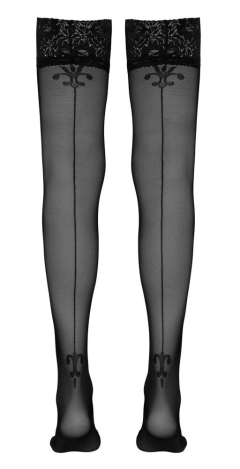 Cottelli LEGWEAR - Czarne Pończochy Z Koronką I Ozdobnym Szwem Z Tyłu 3 Cottelli LEGWEAR - Czarne Pończochy Z Koronką I Ozdobnym Szwem Z Tyłu 3