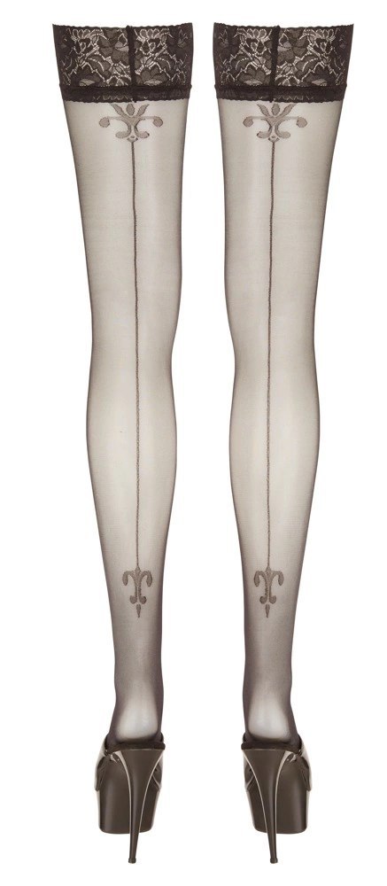 Cottelli LEGWEAR - Czarne Pończochy Z Koronką I Ozdobnym Szwem Z Tyłu 4 Cottelli LEGWEAR - Czarne Pończochy Z Koronką I Ozdobnym Szwem Z Tyłu 4