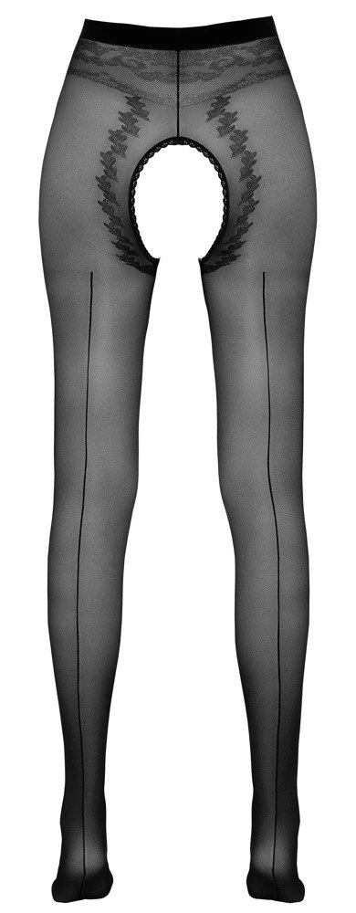 Cottelli LEGWEAR rajstopy czarne z dekoracyjnym szwem, otwarta konstrukcja Cottelli LEGWEAR rajstopy czarne z dekoracyjnym szwem, otwarta konstrukcja