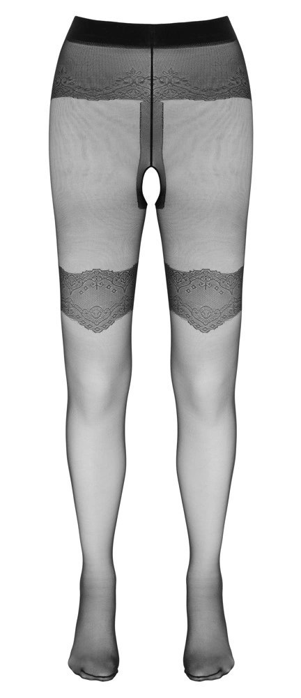 Cottelli LEGWEAR - Czarne Rajstopy Z Ozdobnymi Szwami I Otwartym Kroczem 3 Cottelli LEGWEAR - Czarne Rajstopy Z Ozdobnymi Szwami I Otwartym Kroczem 3