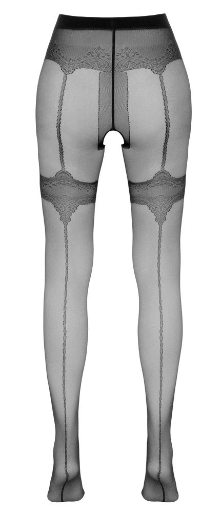 Cottelli LEGWEAR - Czarne Rajstopy Z Ozdobnymi Szwami I Otwartym Kroczem 3 Cottelli LEGWEAR - Czarne Rajstopy Z Ozdobnymi Szwami I Otwartym Kroczem 3