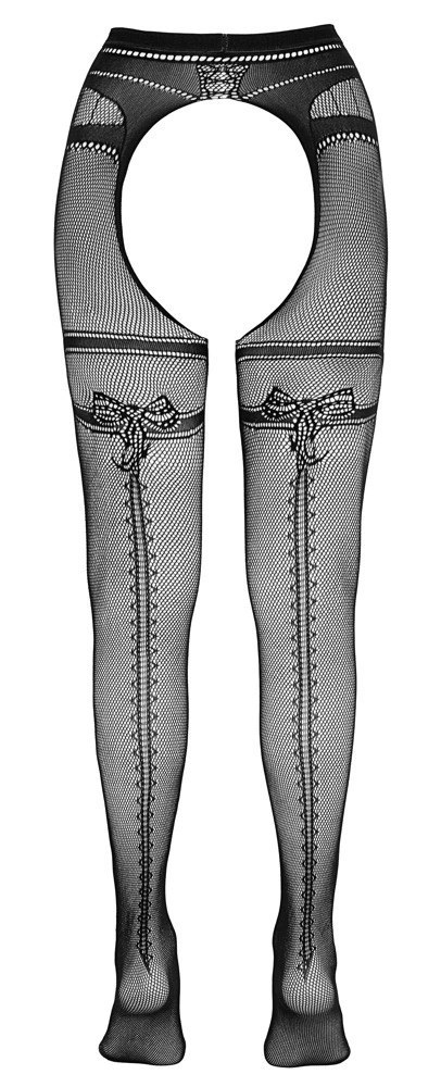 Cottelli LEGWEAR - Czarne Siateczkowe Rajstopy Z Podwiązka Bez Krocza L/XL Cottelli LEGWEAR - Czarne Siateczkowe Rajstopy Z Podwiązka Bez Krocza L/XL