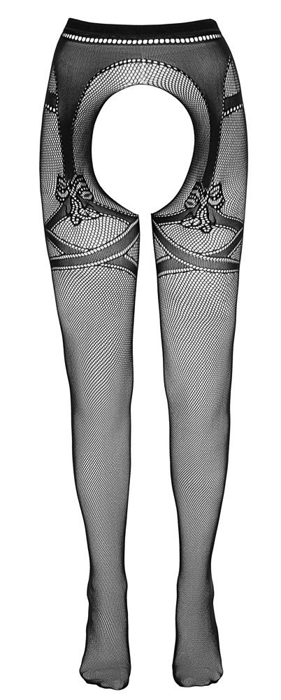 Cottelli LEGWEAR - Czarne Siateczkowe Rajstopy Z Podwiązka Bez Krocza S/M Cottelli LEGWEAR - Czarne Siateczkowe Rajstopy Z Podwiązka Bez Krocza S/M