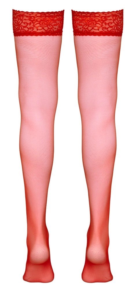 Cottelli LEGWEAR - Czerwone Klasyczne Pończochy Z Koronką S Cottelli LEGWEAR - Czerwone Klasyczne Pończochy Z Koronką S
