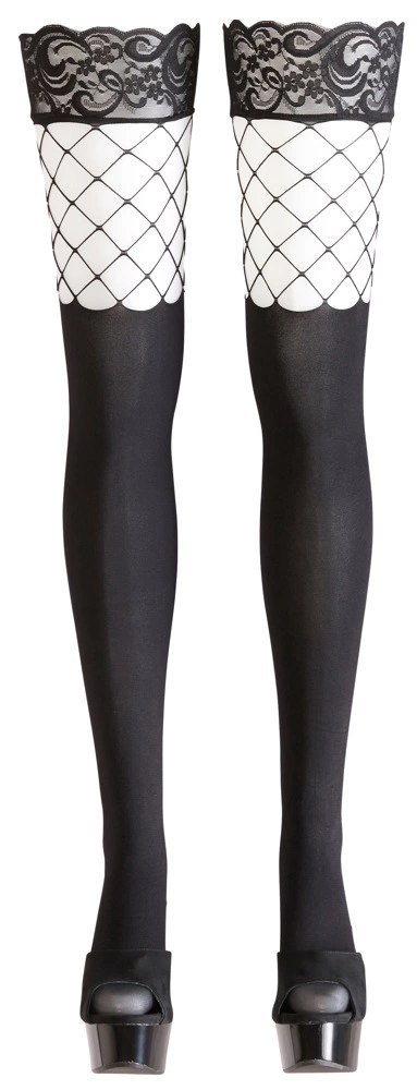 Cottelli LEGWEAR - Pończochy I Pończochy Siatkowe W Jednym Z Koronką M/L Cottelli LEGWEAR - Pończochy I Pończochy Siatkowe W Jednym Z Koronką M/L