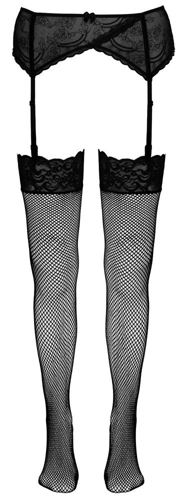 Cottelli LEGWEAR - Pończochy Kabaretki Z Koronką I Ozdobnym Sznurowaniem M/L Cottelli LEGWEAR - Pończochy Kabaretki Z Koronką I Ozdobnym Sznurowaniem M/L