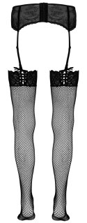 Cottelli LEGWEAR - Pończochy Kabaretki Z Koronką I Ozdobnym Sznurowaniem M/L
