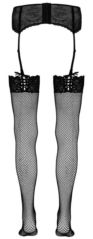 Cottelli LEGWEAR - Pończochy Kabaretki Z Koronką I Ozdobnym Sznurowaniem M/L Cottelli LEGWEAR - Pończochy Kabaretki Z Koronką I Ozdobnym Sznurowaniem M/L