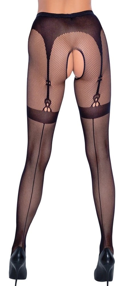 Cottelli LEGWEAR - Rajstopy Z Siateczki Z Wzorem Pończoch I Podwiązek S-L Cottelli LEGWEAR - Rajstopy Z Siateczki Z Wzorem Pończoch I Podwiązek S-L