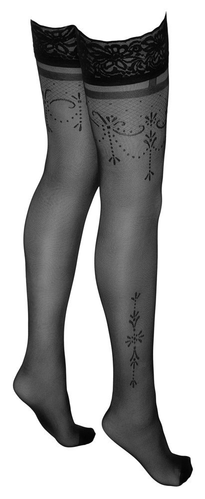 Cottelli Legwear Pończochy Koronkowe z Wzorem Silikonowa Opaska Cottelli Legwear Pończochy Koronkowe z Wzorem Silikonowa Opaska