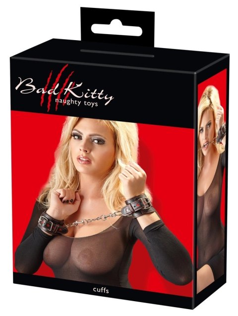 Bad Kitty - Czarne Kajdanki Na Ręce Z Srebrnym Łańcuszkiem Bad Kitty - Czarne Kajdanki Na Ręce Z Srebrnym Łańcuszkiem