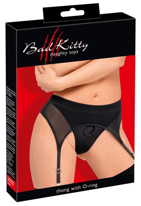Bad Kitty - Czarne Stringi Z Pasem Do Pończoch L Bad Kitty - Czarne Stringi Z Pasem Do Pończoch L