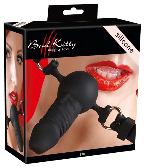 Bad Kitty - Czarny Silikonowy Knebel W Kształcie Penisa Bad Kitty - Czarny Silikonowy Knebel W Kształcie Penisa