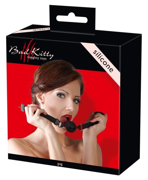 Bad Kitty - Czarny Silikonowy Knebel Z Otworami Mały Bad Kitty - Czarny Silikonowy Knebel Z Otworami Mały