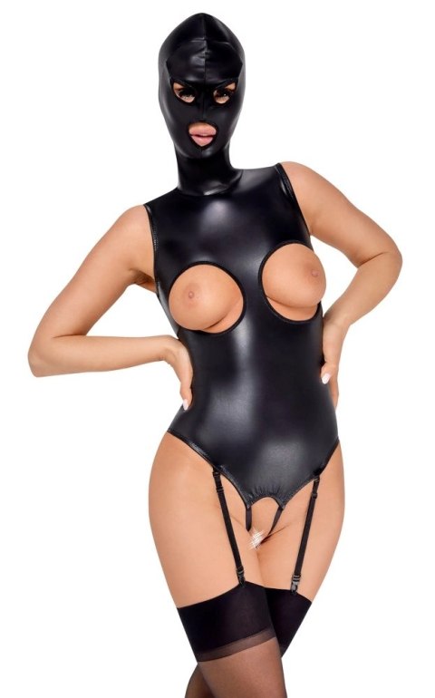 Bad Kitty - Seksowne Skórzane Body Bez Biustu Z Maską M Bad Kitty - Seksowne Skórzane Body Bez Biustu Z Maską M