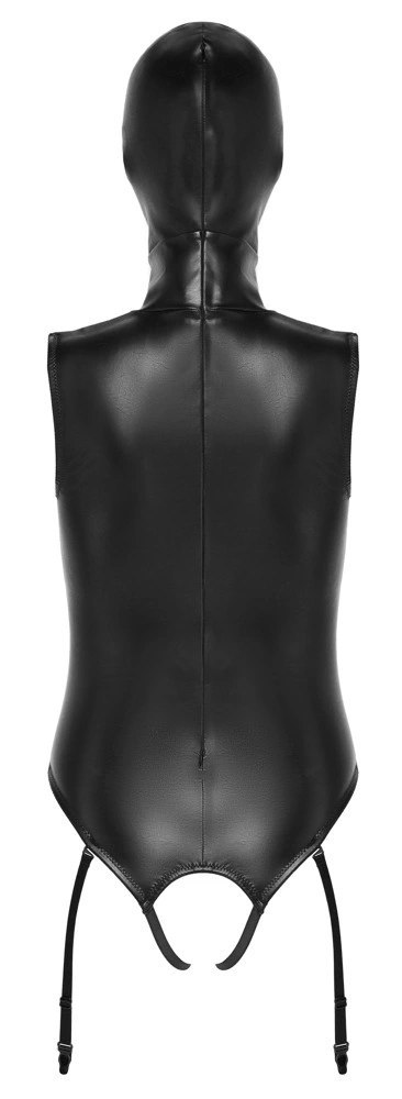 Bad Kitty - Seksowne Skórzane Body Bez Biustu Z Maską M Bad Kitty - Seksowne Skórzane Body Bez Biustu Z Maską M