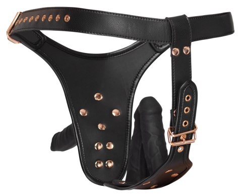 Bad Kitty - Strap-On 3D Z Trzema Dildami Czarne S/M Bad Kitty - Strap-On 3D Z Trzema Dildami Czarne S/M