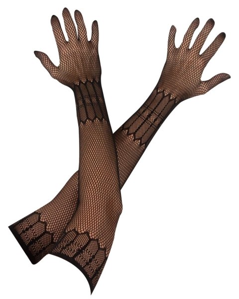 Cottelli ACCESSOIRES - Siateczkowe Długie Czarne Rękawiczki S-L Cottelli ACCESSOIRES - Siateczkowe Długie Czarne Rękawiczki S-L