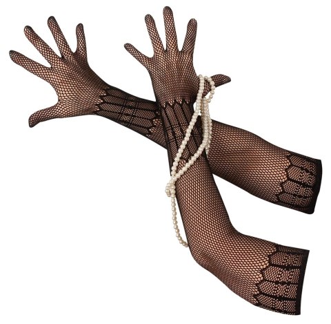 Cottelli ACCESSOIRES - Siateczkowe Długie Czarne Rękawiczki S-L Cottelli ACCESSOIRES - Siateczkowe Długie Czarne Rękawiczki S-L