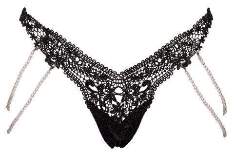 Cottelli LINGERIE - Koronkowe Stringi Z Perłowymi Odpinanymi Łańcuszkami M/L Cottelli LINGERIE - Koronkowe Stringi Z Perłowymi Odpinanymi Łańcuszkami M/L