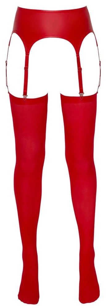 NO:XQSE - Matowy Pas Do Pończoch W Komplecie Z Pończochami Czerwone L/XL NO:XQSE - Matowy Pas Do Pończoch W Komplecie Z Pończochami Czerwone L/XL