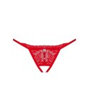 Obsessive - Seksowne Koronkowe Czerwone Stringi Bez Krocza Chilisa M/L