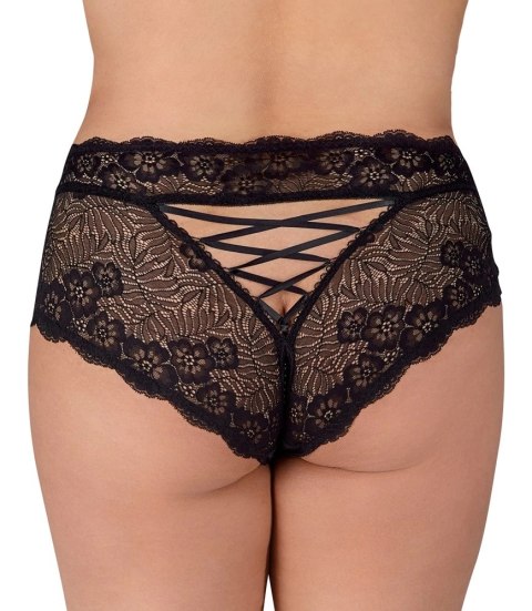 Cottelli CURVES - Czarne Figi Bez Krocza Z Perełkami I Wstążką XL Cottelli CURVES - Czarne Figi Bez Krocza Z Perełkami I Wstążką XL