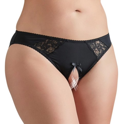 Cottelli CURVES - Czarne Figi Z Dodatkiem Koronki Bez Krocza 4XL Cottelli CURVES - Czarne Figi Z Dodatkiem Koronki Bez Krocza 4XL