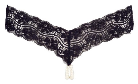 Cottelli LINGERIE - Czarne Koronkowe Stringi Z Naszyjnikiem Z Pereł W Kroku M Cottelli LINGERIE - Czarne Koronkowe Stringi Z Naszyjnikiem Z Pereł W Kroku M