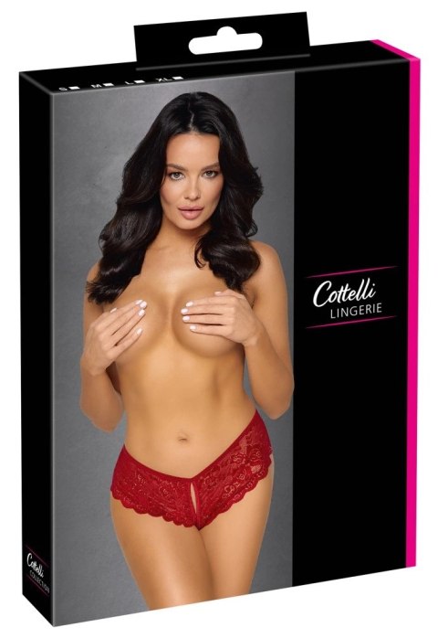 Cottelli LINGERIE - Gorące Czerwone Figi Z Koronki Bez Krocza M Cottelli LINGERIE - Gorące Czerwone Figi Z Koronki Bez Krocza M