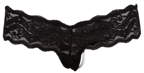 Cottelli LINGERIE - Koronkowe Stringi Z Perełkami W Kroczu Czarne M Cottelli LINGERIE - Koronkowe Stringi Z Perełkami W Kroczu Czarne M