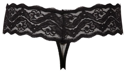 Cottelli LINGERIE - Koronkowe Stringi Z Perełkami W Kroczu Czarne M Cottelli LINGERIE - Koronkowe Stringi Z Perełkami W Kroczu Czarne M