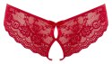Cottelli LINGERIE - Seksowne Koronkowe Figi Z Wycięciami I Kokardkami Czerwone M