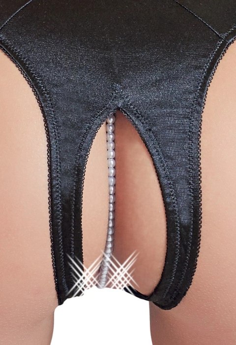 Cottelli LINGERIE - Seksowne Satynowe Majteczki Z Perełkami W Kroczu Czarne M Cottelli LINGERIE - Seksowne Satynowe Majteczki Z Perełkami W Kroczu Czarne M