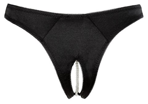 Cottelli LINGERIE - Seksowne Satynowe Majteczki Z Perełkami W Kroczu Czarne M Cottelli LINGERIE - Seksowne Satynowe Majteczki Z Perełkami W Kroczu Czarne M