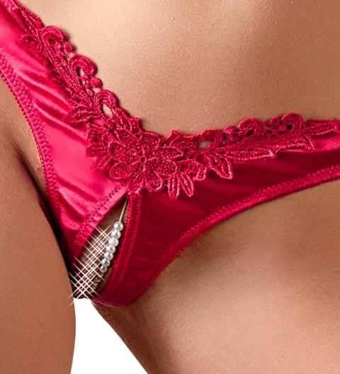Cottelli LINGERIE - Seksowne Satynowe Majteczki Z Perełkami W Kroczu Czerwone L Cottelli LINGERIE - Seksowne Satynowe Majteczki Z Perełkami W Kroczu Czerwone L