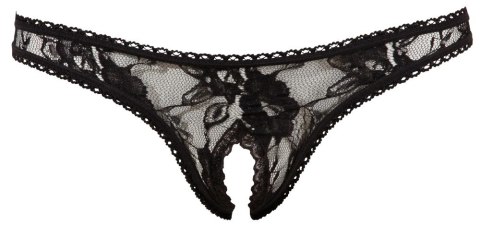 Cottelli LINGERIE - Seksowne Stringi Z Kwiatowej Koronki Bez Krocza Czarne M Cottelli LINGERIE - Seksowne Stringi Z Kwiatowej Koronki Bez Krocza Czarne M