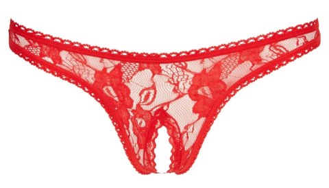 Cottelli LINGERIE - Seksowne Stringi Z Kwiatowej Koronki Bez Krocza Czerwone S Cottelli LINGERIE - Seksowne Stringi Z Kwiatowej Koronki Bez Krocza Czerwone S