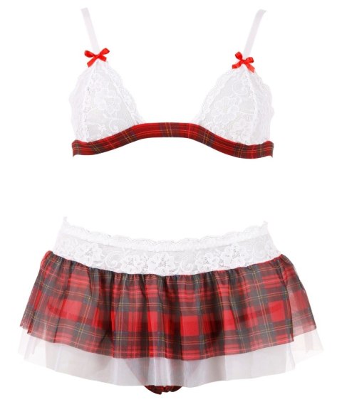 Cottelli LINGERIE - Seksowny 3-Częściowy Komplecik W Kratę Z Białą Koronką M Cottelli LINGERIE - Seksowny 3-Częściowy Komplecik W Kratę Z Białą Koronką M