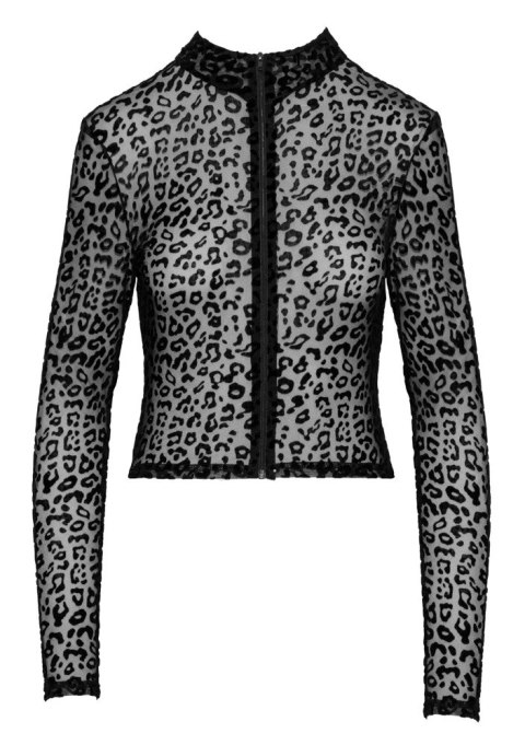 Noir - Seksowny Panterkowy Top Z Długim Rękawem Czarny XL Noir - Seksowny Panterkowy Top Z Długim Rękawem Czarny XL