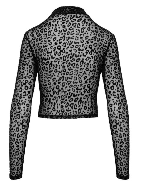 Noir - Seksowny Panterkowy Top Z Długim Rękawem Czarny XL Noir - Seksowny Panterkowy Top Z Długim Rękawem Czarny XL