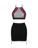 Obsessive - Seksowny Top I Spódniczka Do Pończoch Z Prześwitującym Tyłem Rosenty XL/2XL